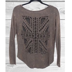 Laser Cut Out Long sleeve Shirt